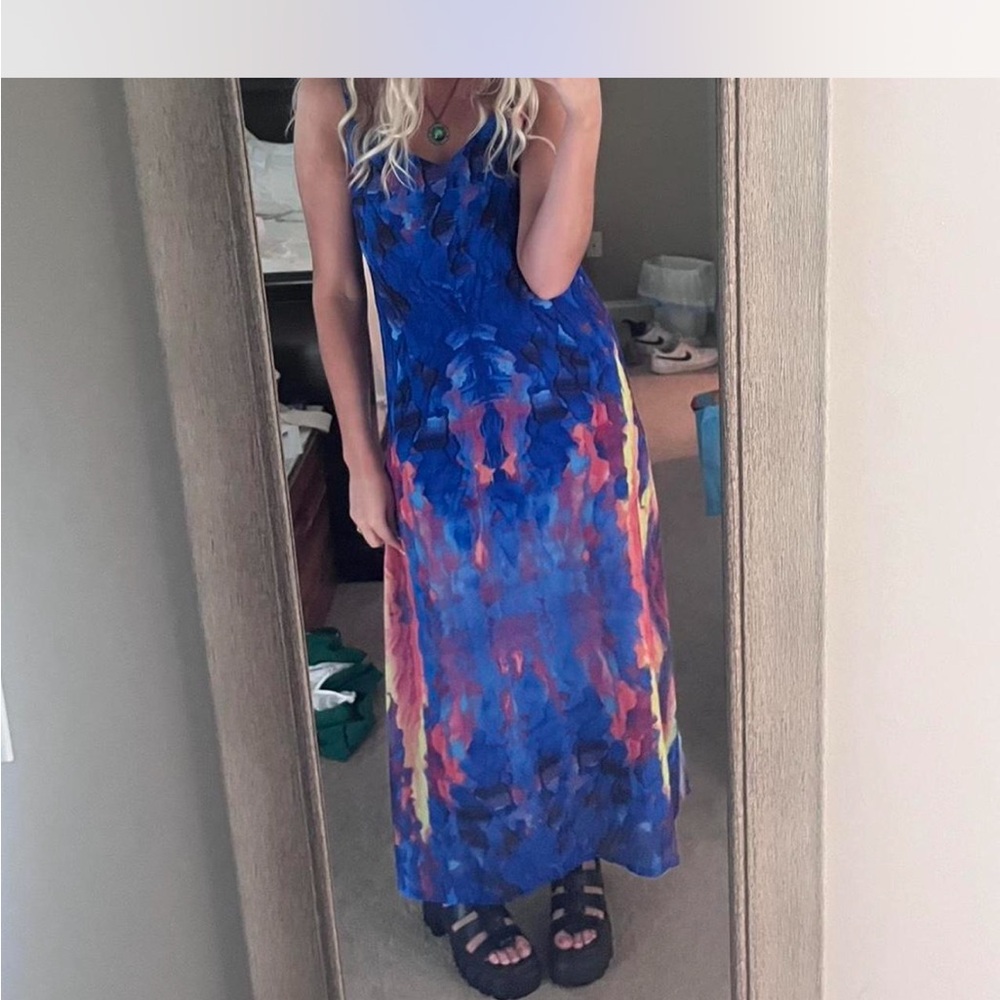 Lulu's Vibrant Blue and Red Maxi Dress